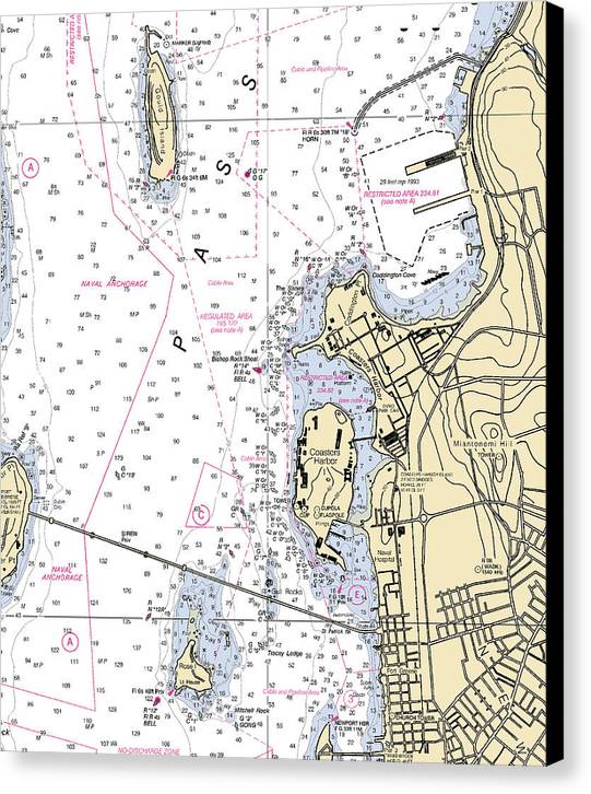 Coasters Harbor-rhode Island Nautical Chart - Canvas Print