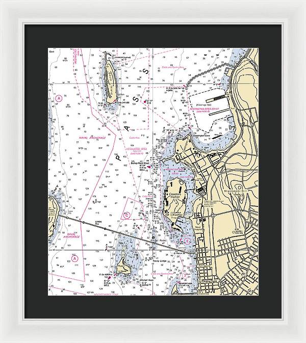 Coasters Harbor-rhode Island Nautical Chart - Framed Print