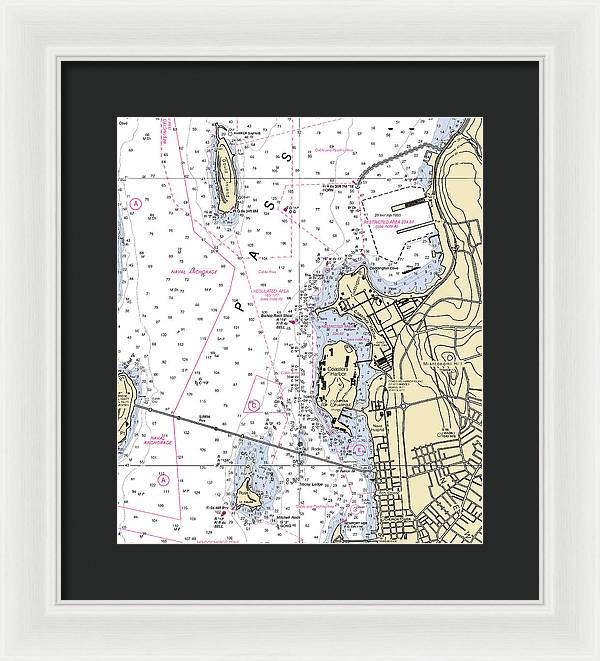 Coasters Harbor-rhode Island Nautical Chart - Framed Print