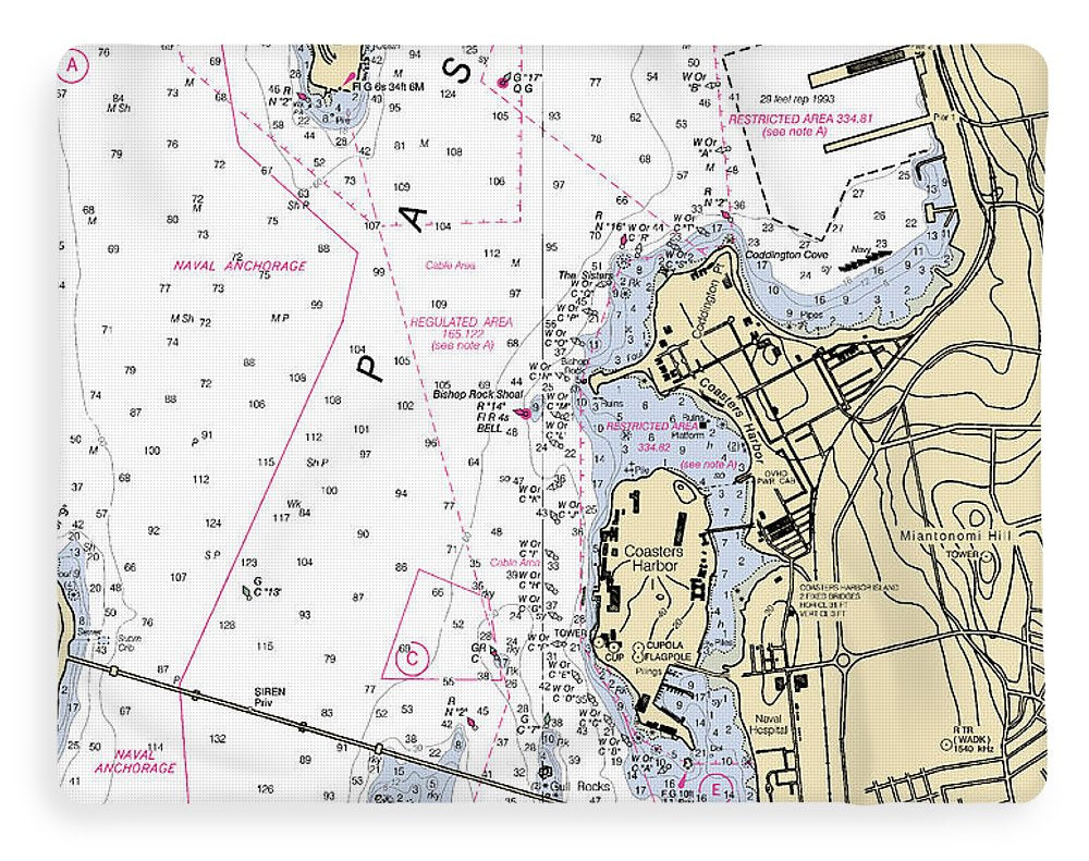 Coasters Harbor-rhode Island Nautical Chart - Blanket