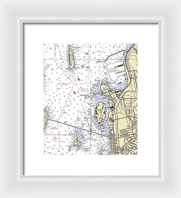 Coasters Harbor-rhode Island Nautical Chart - Framed Print