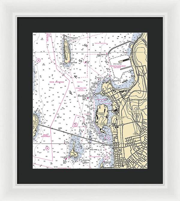 Coasters Harbor-rhode Island Nautical Chart - Framed Print