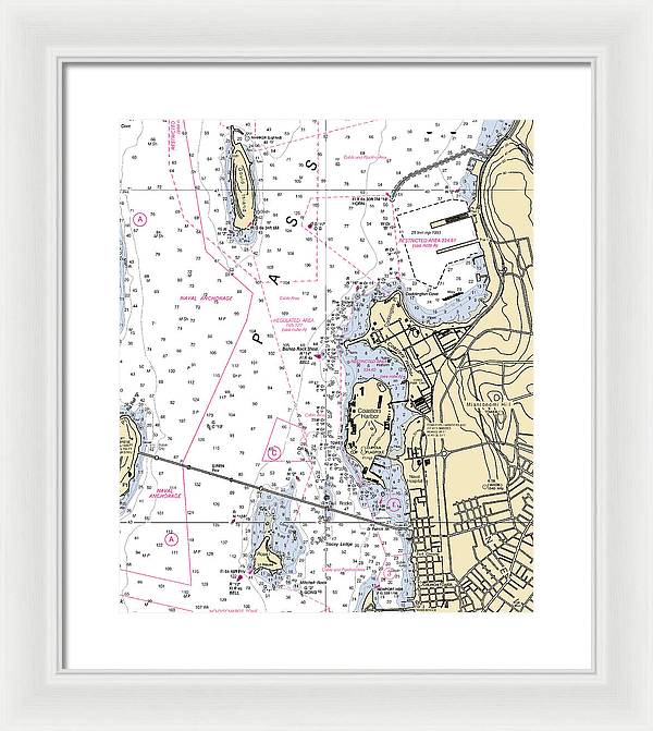 Coasters Harbor-rhode Island Nautical Chart - Framed Print