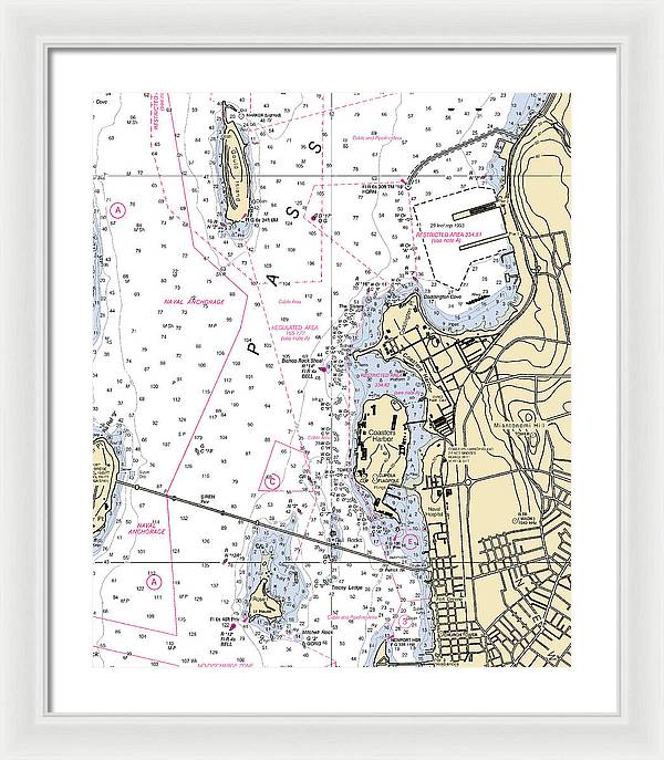 Coasters Harbor-rhode Island Nautical Chart - Framed Print