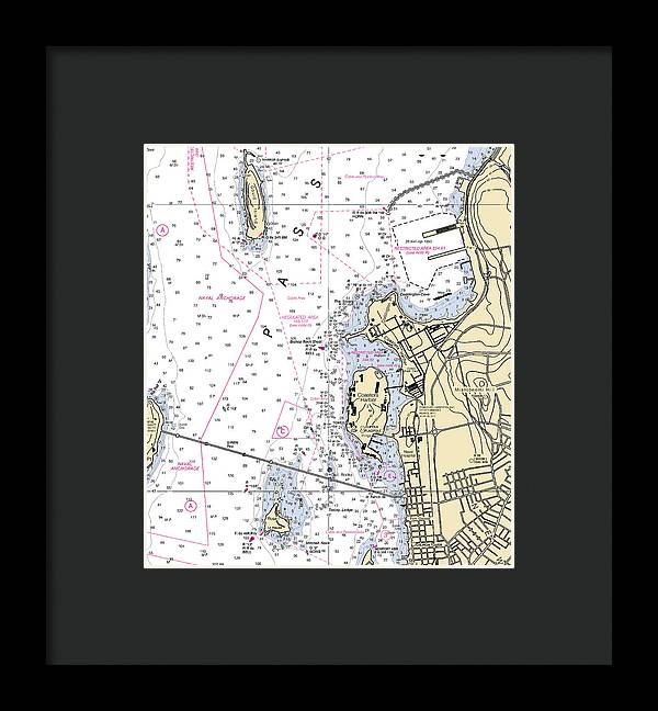 Coasters Harbor-rhode Island Nautical Chart - Framed Print