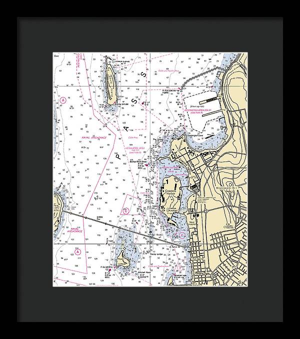 Coasters Harbor-rhode Island Nautical Chart - Framed Print