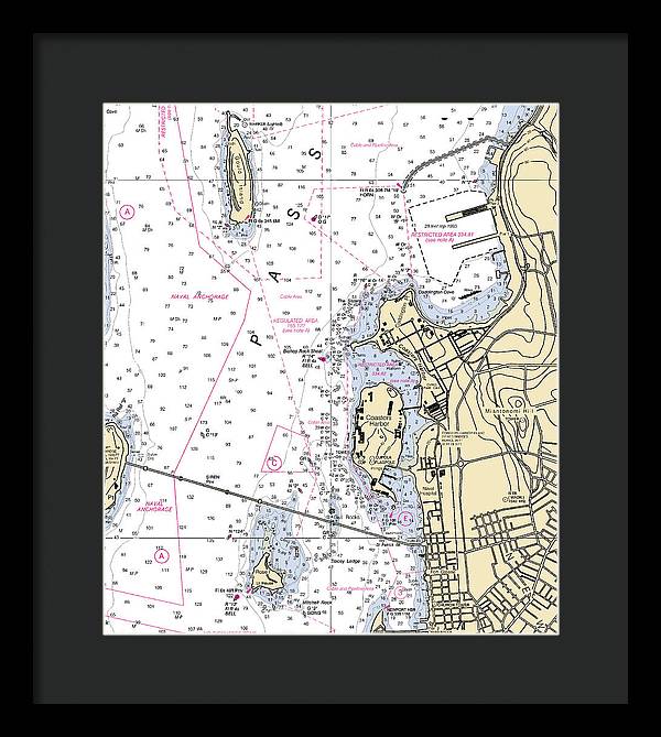 Coasters Harbor-rhode Island Nautical Chart - Framed Print