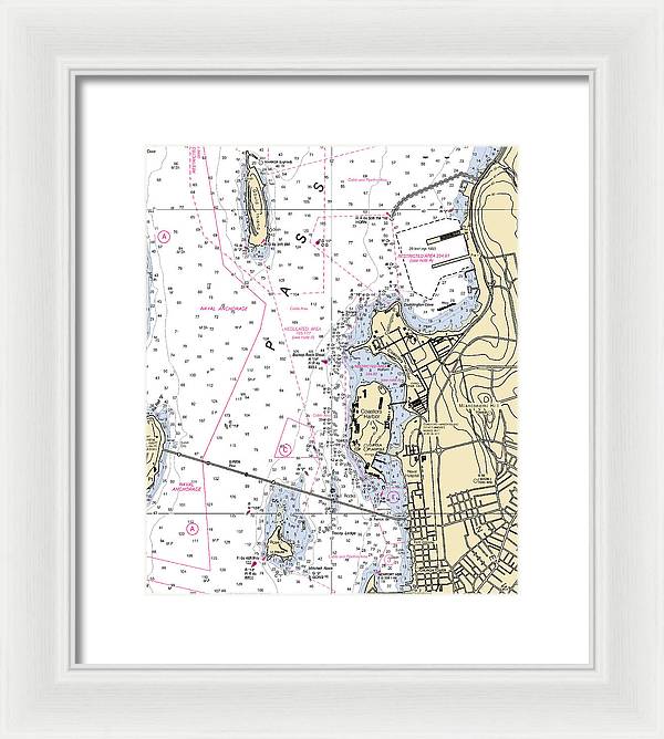 Coasters Harbor-rhode Island Nautical Chart - Framed Print