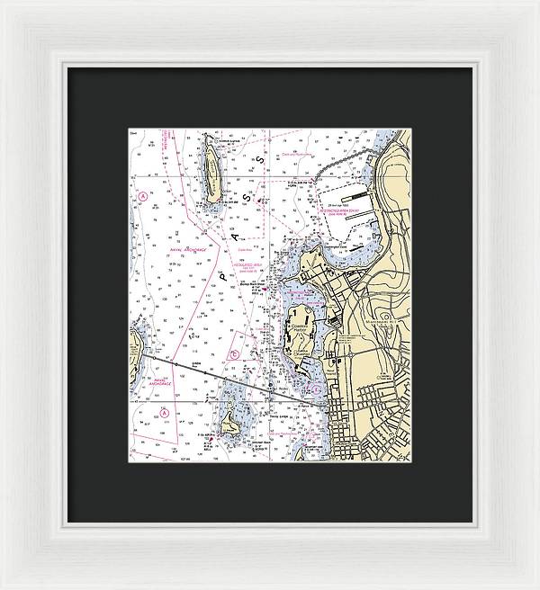 Coasters Harbor-rhode Island Nautical Chart - Framed Print