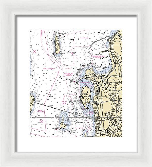 Coasters Harbor-rhode Island Nautical Chart - Framed Print