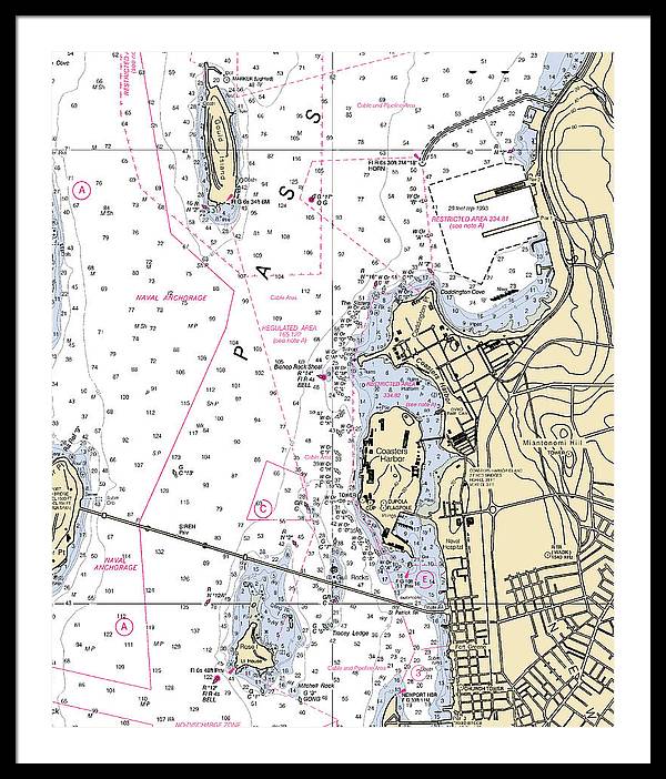 Coasters Harbor-rhode Island Nautical Chart - Framed Print