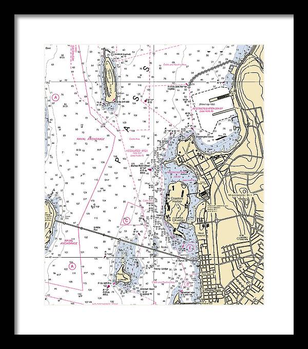 Coasters Harbor-rhode Island Nautical Chart - Framed Print