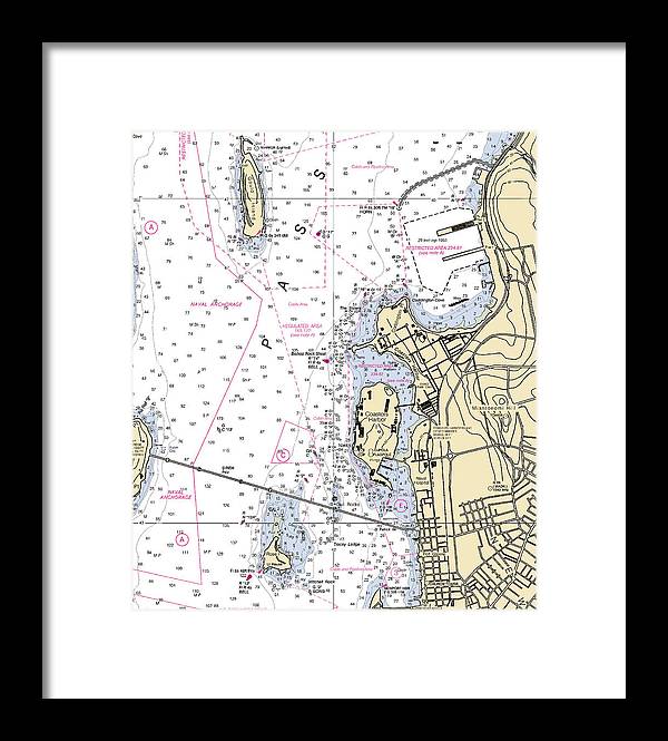 Coasters Harbor-rhode Island Nautical Chart - Framed Print