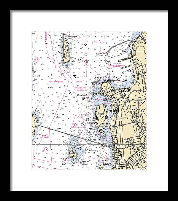 Coasters Harbor-rhode Island Nautical Chart - Framed Print