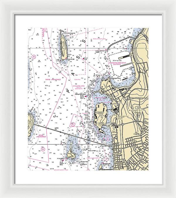 Coasters Harbor-rhode Island Nautical Chart - Framed Print