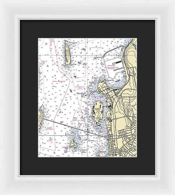 Coasters Harbor-rhode Island Nautical Chart - Framed Print