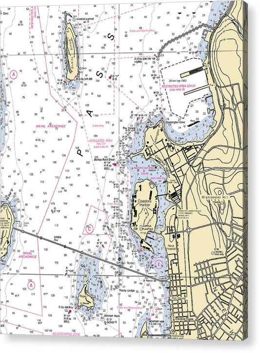 Coasters Harbor-Rhode Island Nautical Chart  Acrylic Print