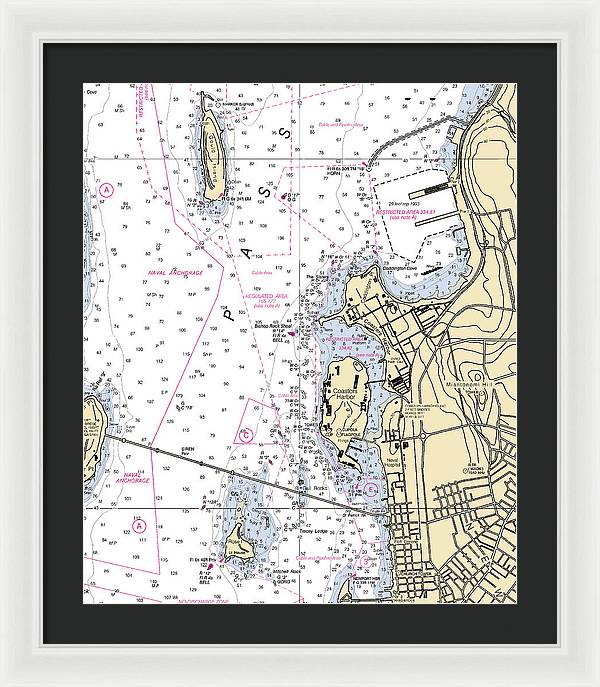 Coasters Harbor-rhode Island Nautical Chart - Framed Print