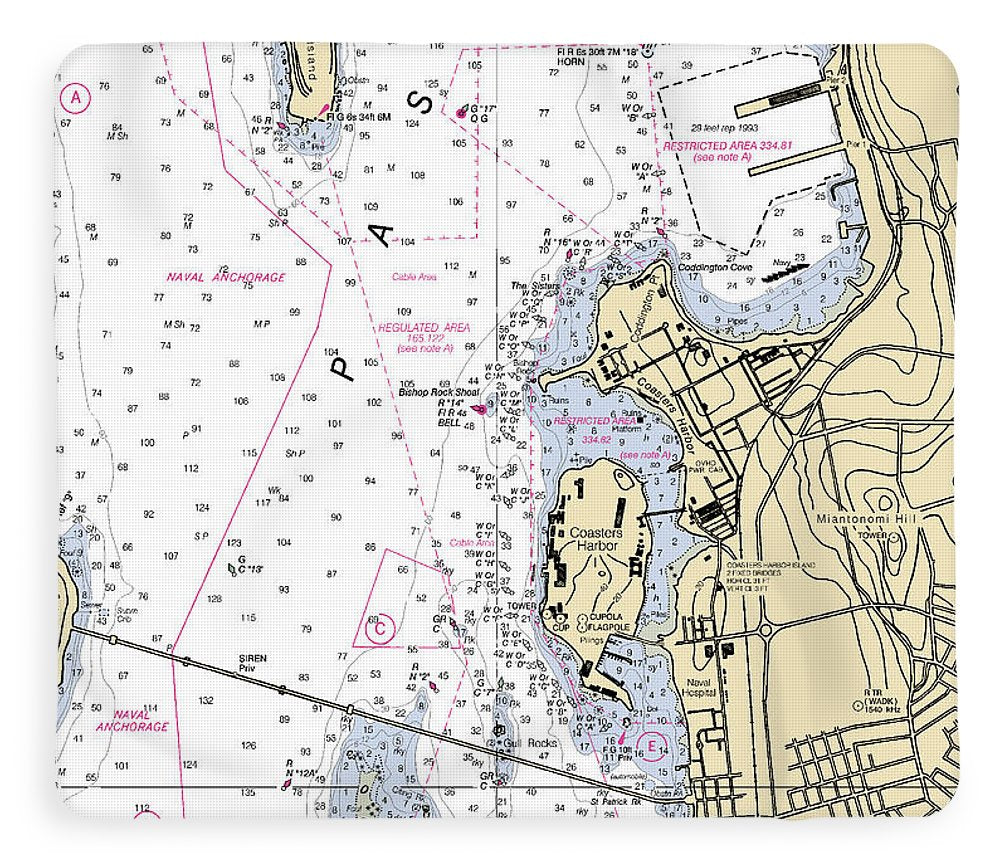 Coasters Harbor-rhode Island Nautical Chart - Blanket