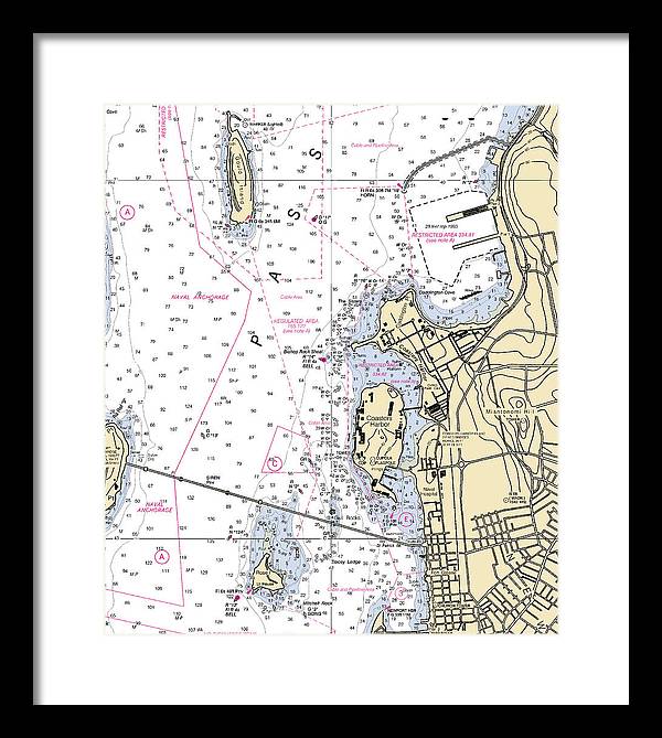 Coasters Harbor-rhode Island Nautical Chart - Framed Print