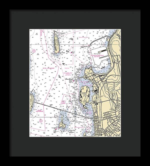 Coasters Harbor-rhode Island Nautical Chart - Framed Print