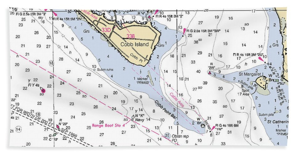 Cobb Island-maryland Nautical Chart - Bath Towel