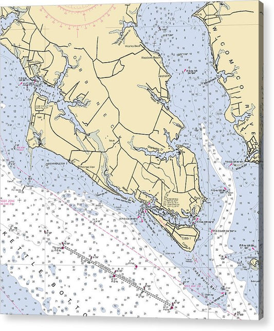 Cobb Neck Maryland Nautical Chart - Acrylic Print – 7.5" x 8" – Acrylic Nautical Chart Print by SeaKoast.
