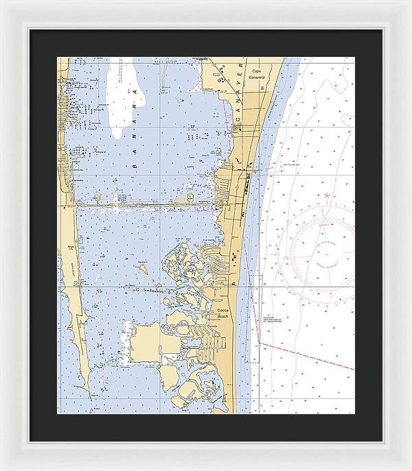 Cocoa-beach -florida Nautical Chart _v6 - Framed Print