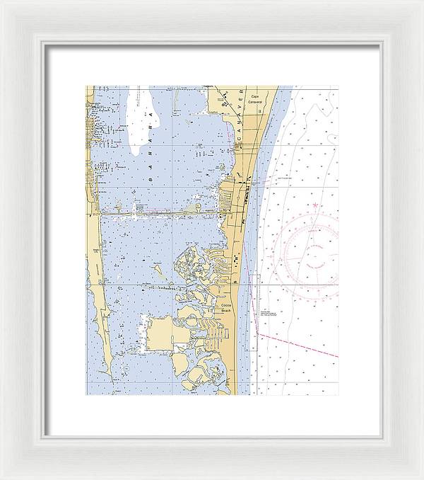 Cocoa-beach -florida Nautical Chart _v6 - Framed Print