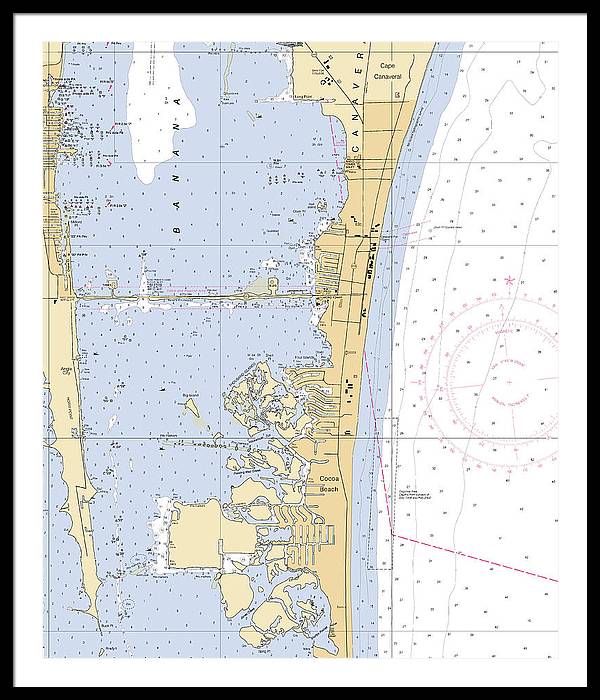 Cocoa-beach -florida Nautical Chart _v6 - Framed Print