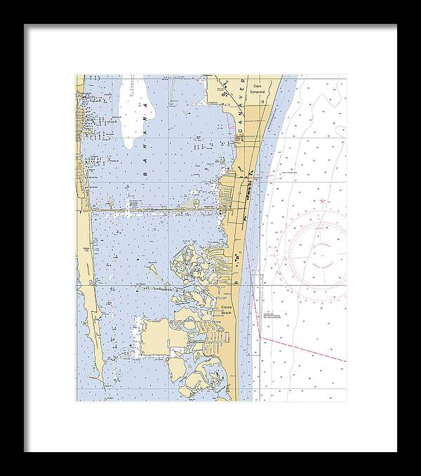 Cocoa-beach -florida Nautical Chart _v6 - Framed Print