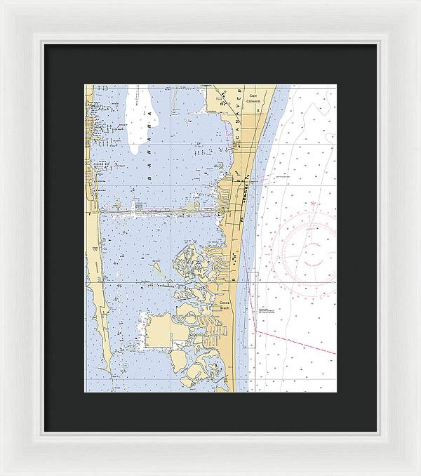 Cocoa-beach -florida Nautical Chart _v6 - Framed Print