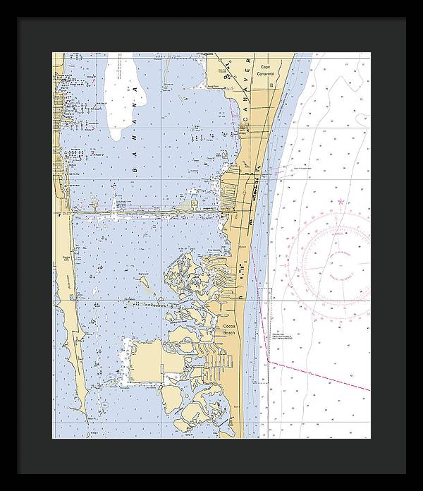 Cocoa-beach -florida Nautical Chart _v6 - Framed Print