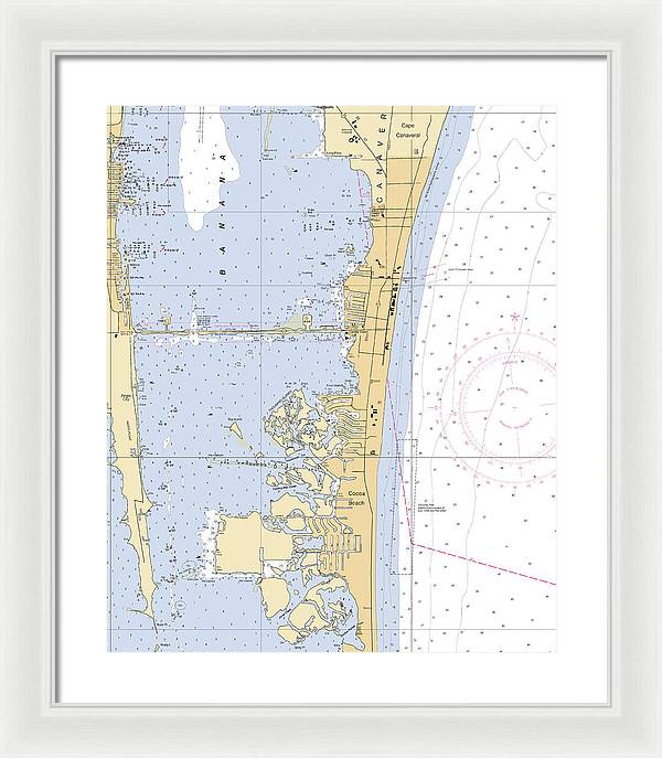 Cocoa-beach -florida Nautical Chart _v6 - Framed Print