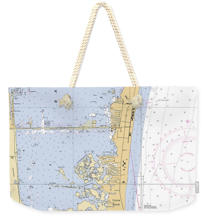 Cocoa-beach -florida Nautical Chart _v6 - Weekender Tote Bag