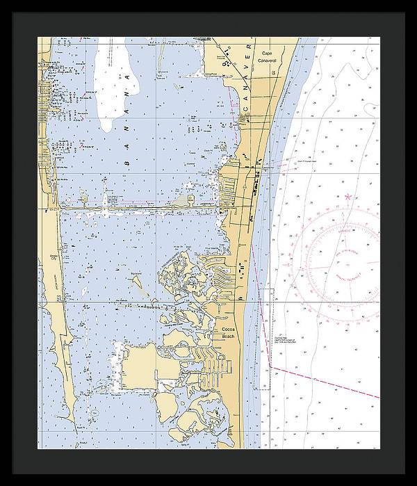 Cocoa-beach -florida Nautical Chart _v6 - Framed Print