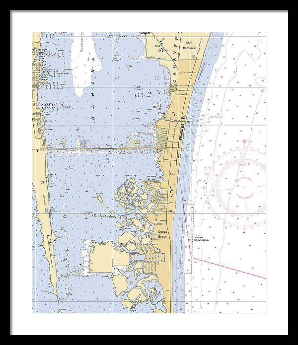 Cocoa-beach -florida Nautical Chart _v6 - Framed Print