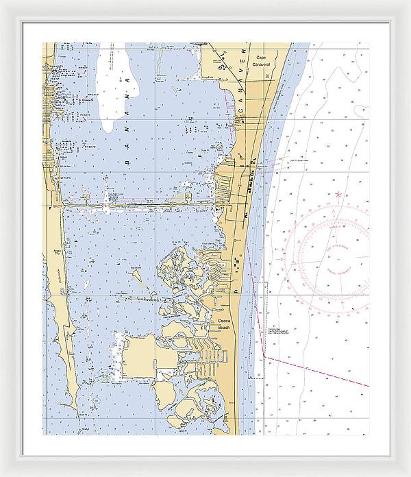 Cocoa-beach -florida Nautical Chart _v6 - Framed Print