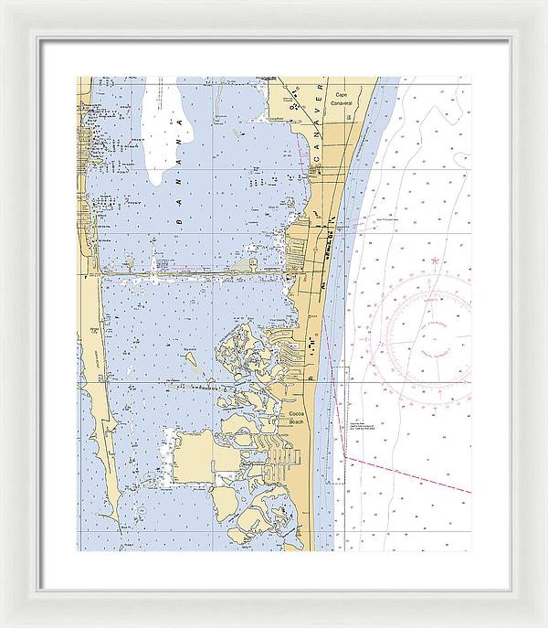 Cocoa-beach -florida Nautical Chart _v6 - Framed Print