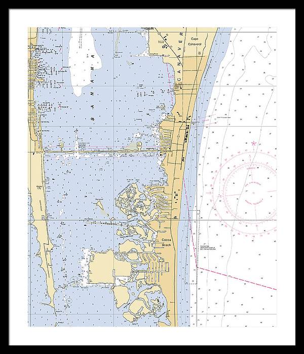 Cocoa-beach -florida Nautical Chart _v6 - Framed Print