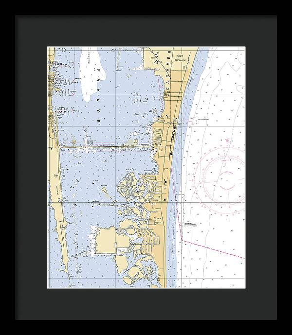 Cocoa-beach -florida Nautical Chart _v6 - Framed Print