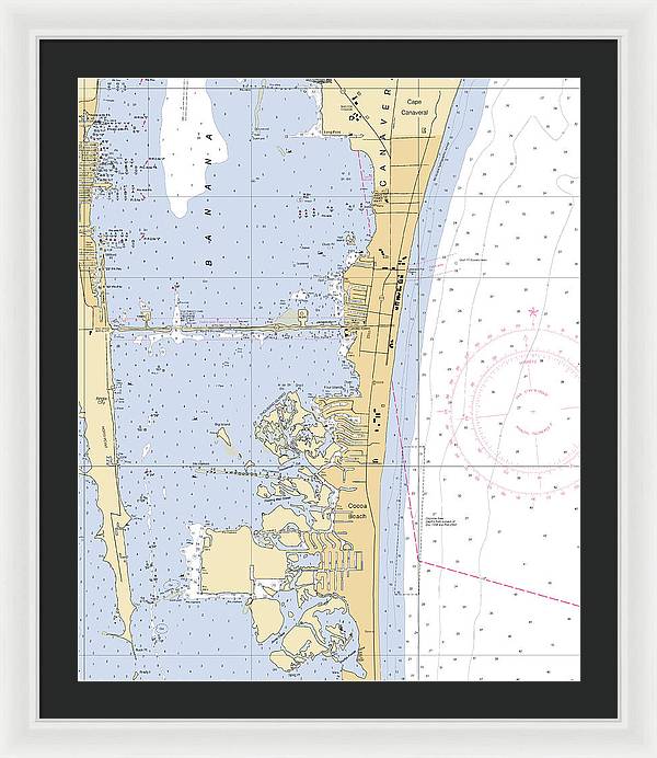 Cocoa-beach -florida Nautical Chart _v6 - Framed Print