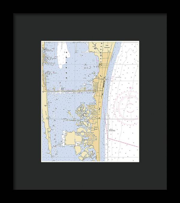 Cocoa-beach -florida Nautical Chart _v6 - Framed Print