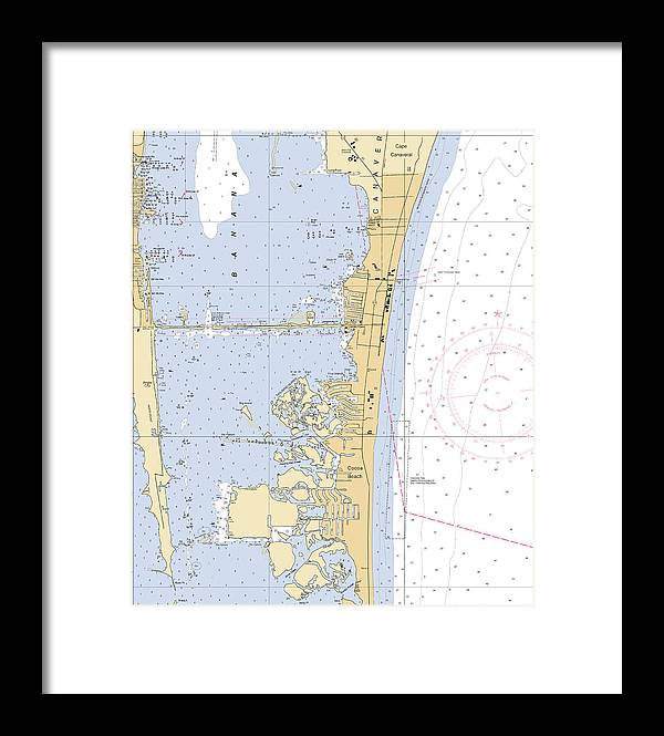 Cocoa-beach -florida Nautical Chart _v6 - Framed Print