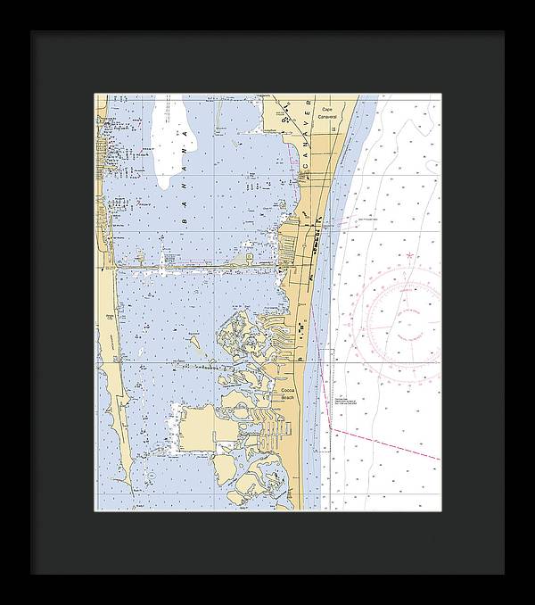 Cocoa-beach -florida Nautical Chart _v6 - Framed Print