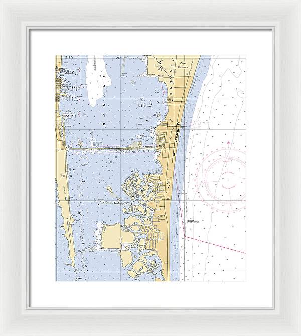 Cocoa-beach -florida Nautical Chart _v6 - Framed Print