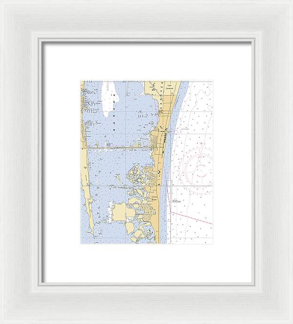 Cocoa-beach -florida Nautical Chart _v6 - Framed Print