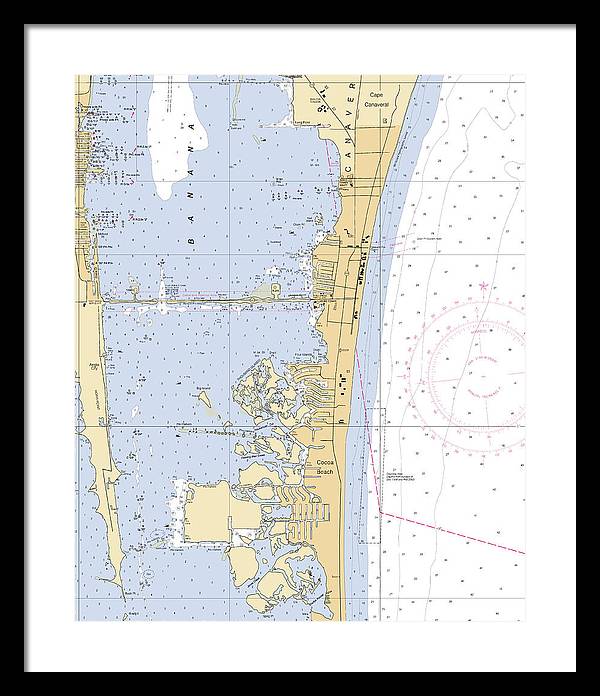 Cocoa-beach -florida Nautical Chart _v6 - Framed Print