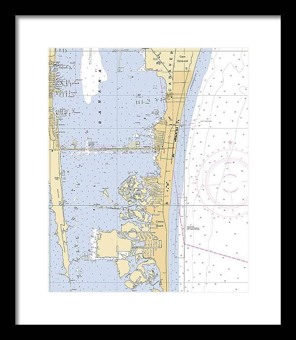 Cocoa-beach -florida Nautical Chart _v6 - Framed Print