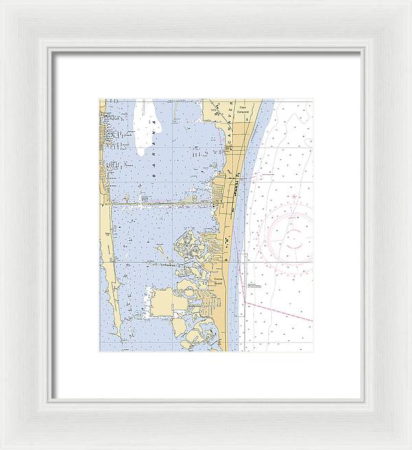 Cocoa-beach -florida Nautical Chart _v6 - Framed Print